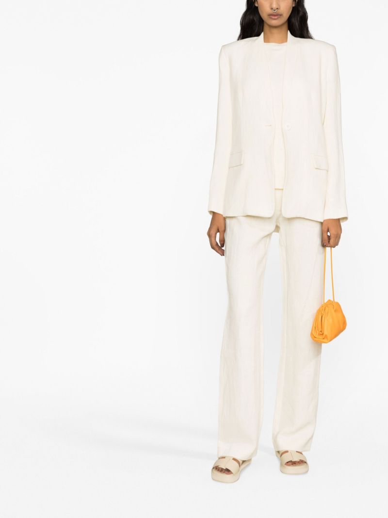 Neutral Straight-leg Linen Trousers