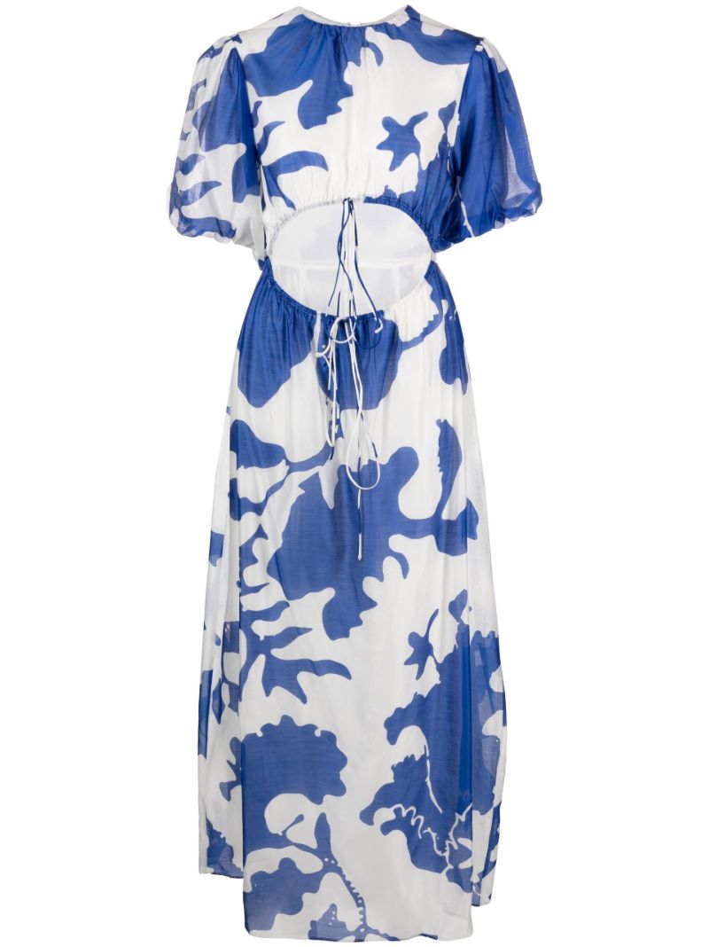 Blue Vivi Abstract Print Maxi Dress