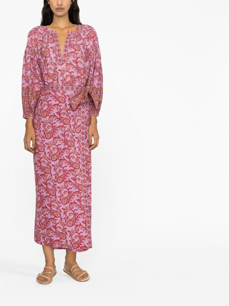 Purple Paisley Print Wrap Maxi Skirt