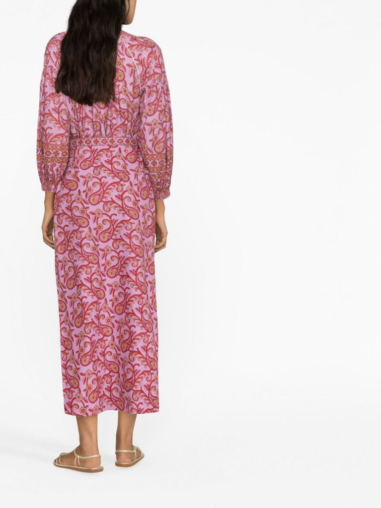 Purple Paisley Print Wrap Maxi Skirt
