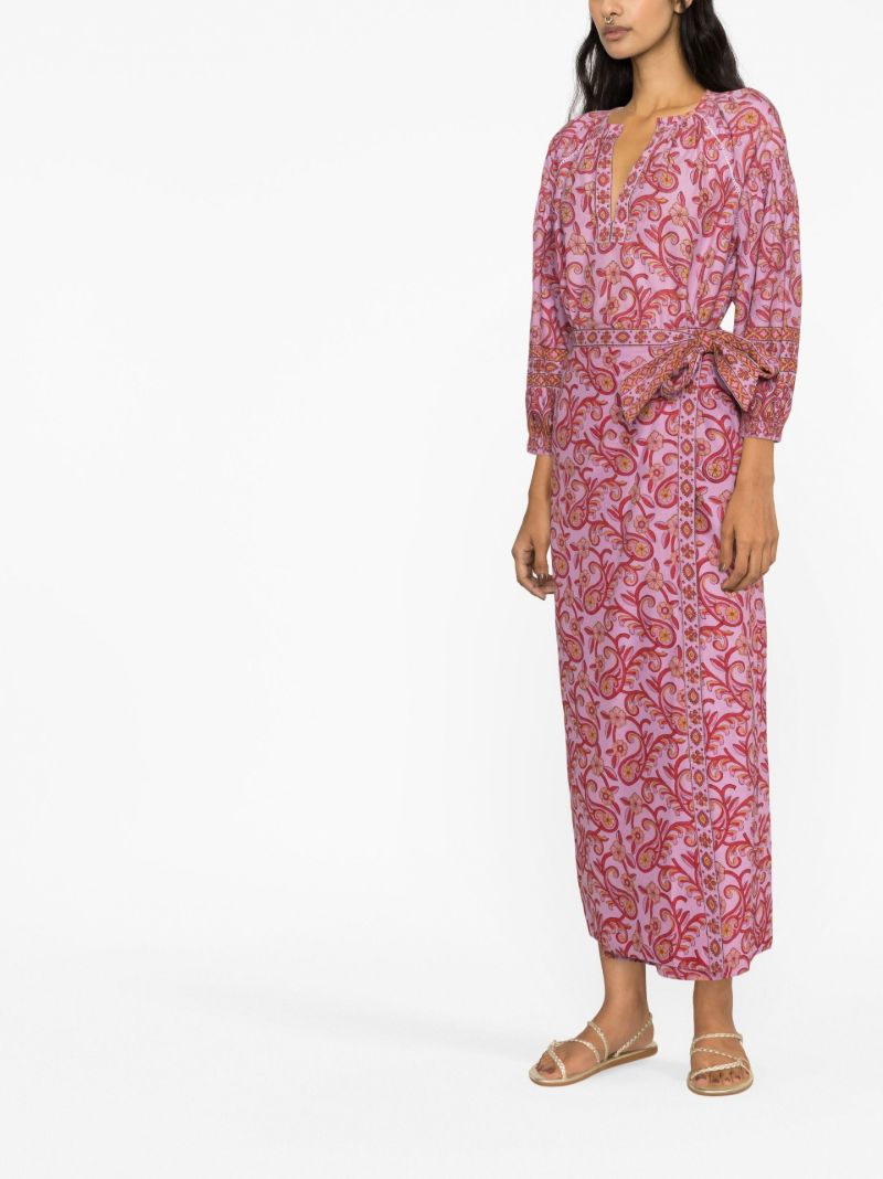 Purple Paisley Print Wrap Maxi Skirt