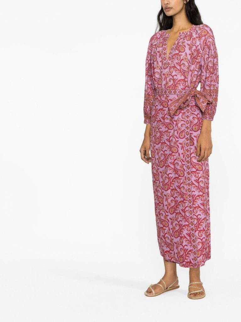 Purple Paisley Print Wrap Maxi Skirt