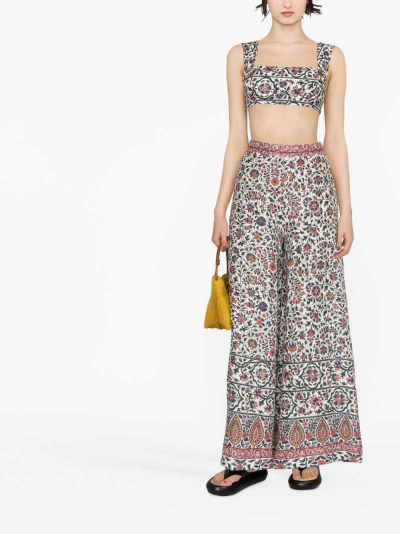White Verbena Floral Print Crop Top