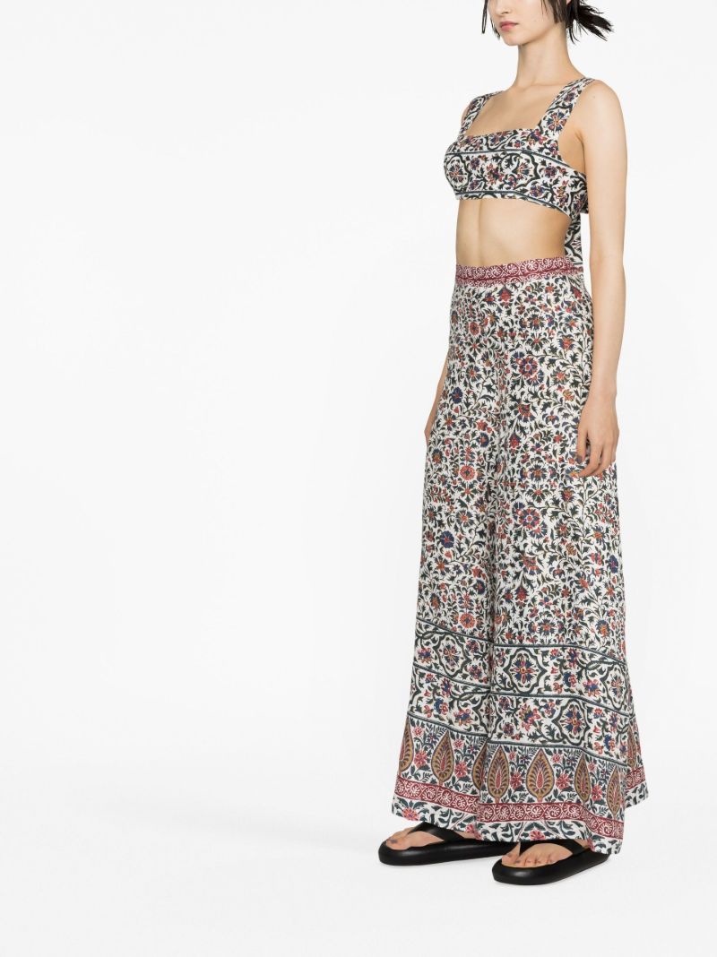 White Verbena Floral Print Crop Top