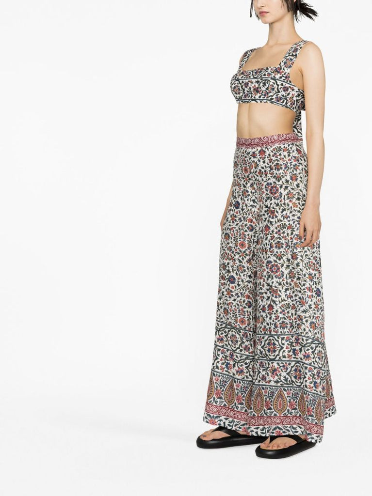 White Verbena Floral Print Crop Top