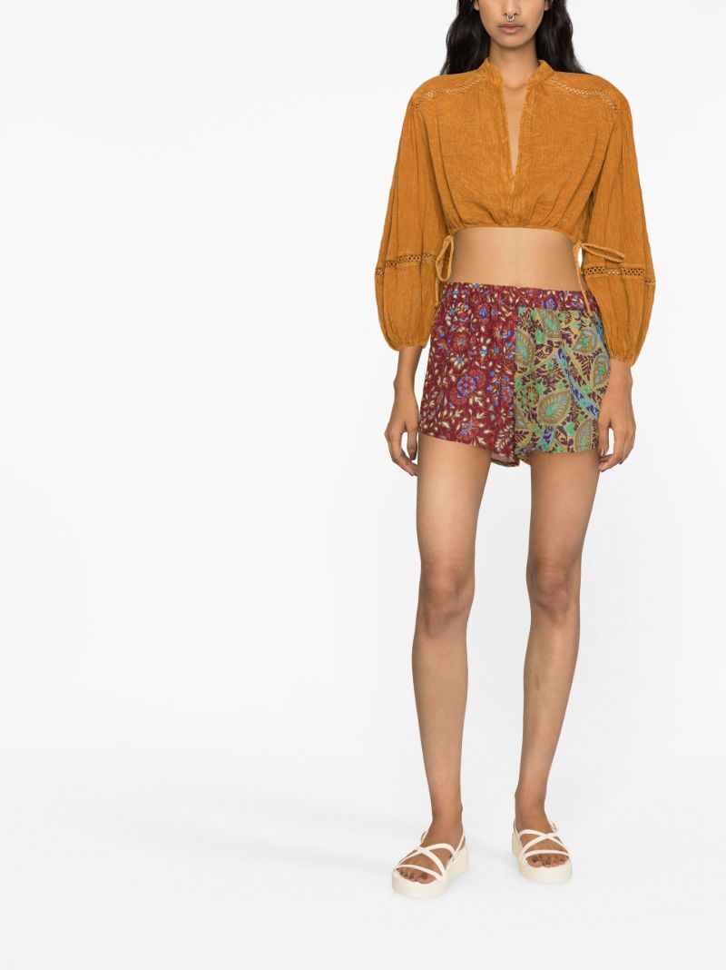 Orange Cropped Cotton Blouse