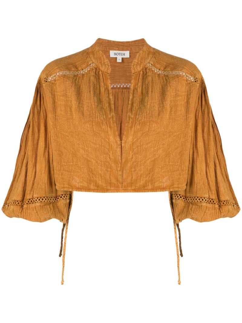 Orange Cropped Cotton Blouse
