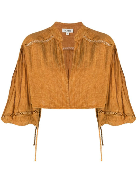 Orange Cropped Cotton Blouse