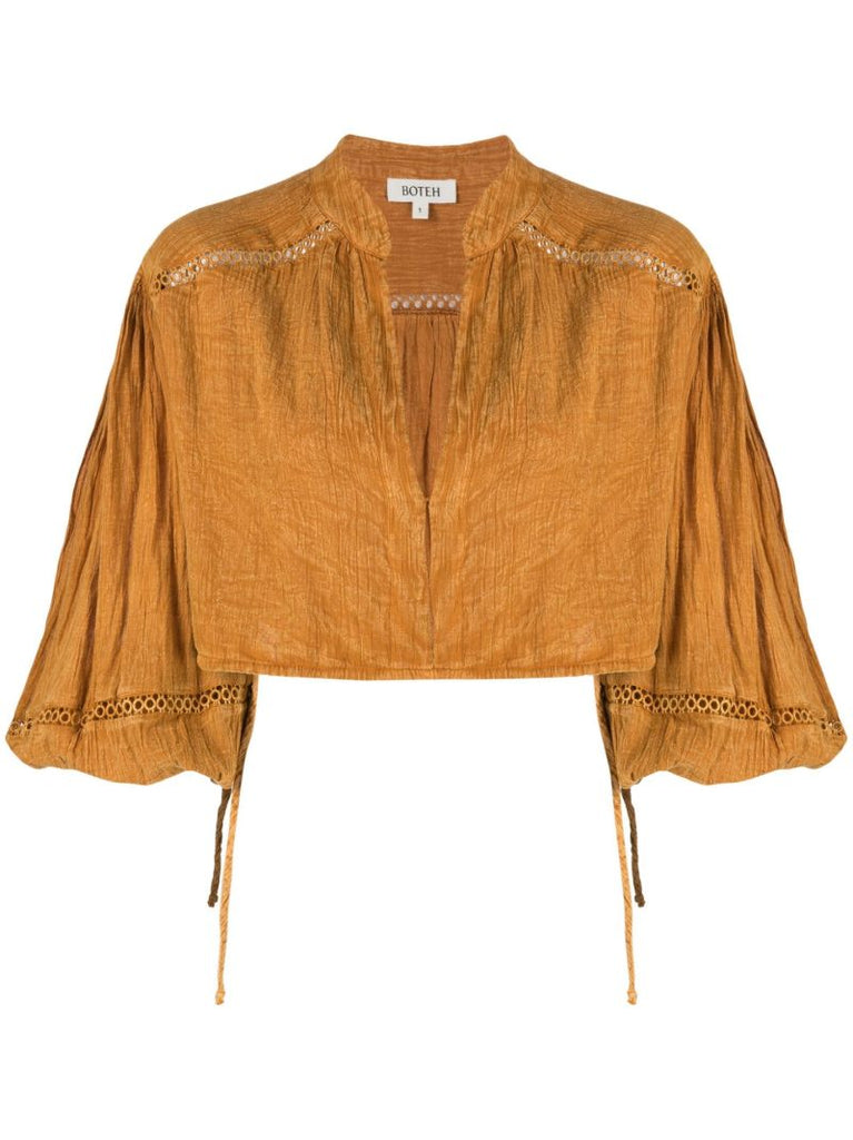 Orange Cropped Cotton Blouse