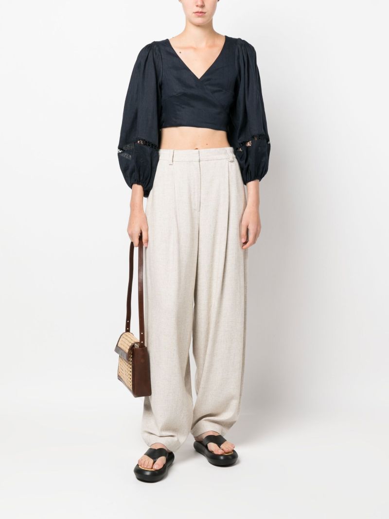 Blue Lace Panel Wrap Top