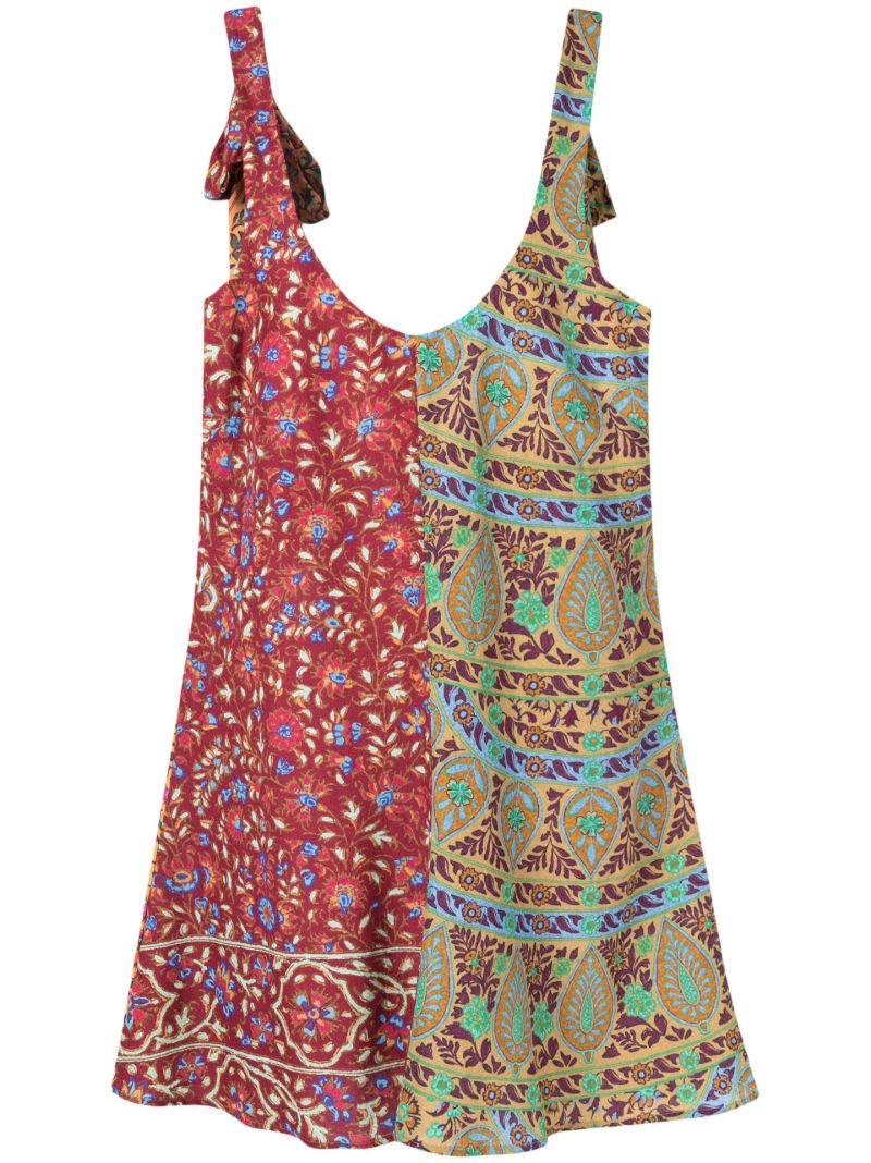 Orange Mixed Print Mini Dress