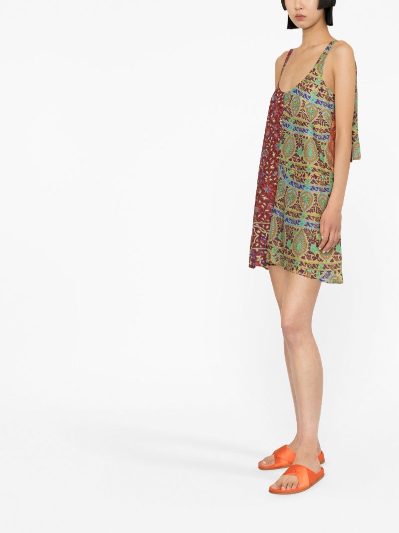Orange Mixed Print Mini Dress