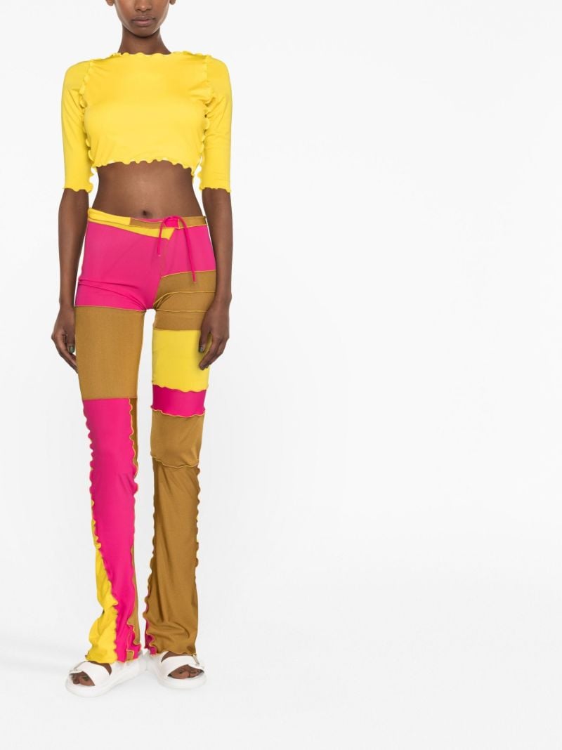 Yellow Cropped Shirt Swim Top
