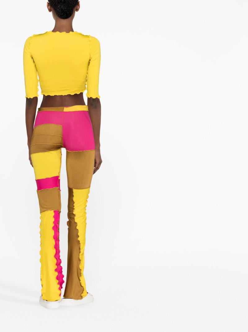 Yellow Cropped Shirt Swim Top