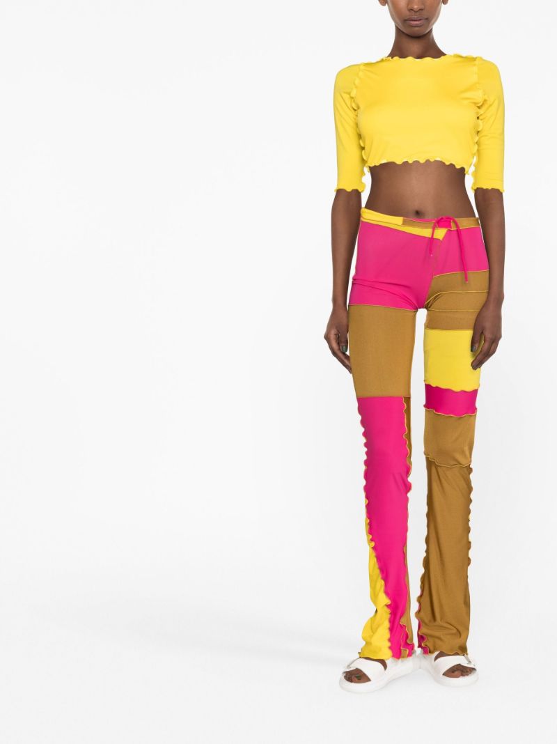 Multicoloured Patchwork Slim-leg Trousers