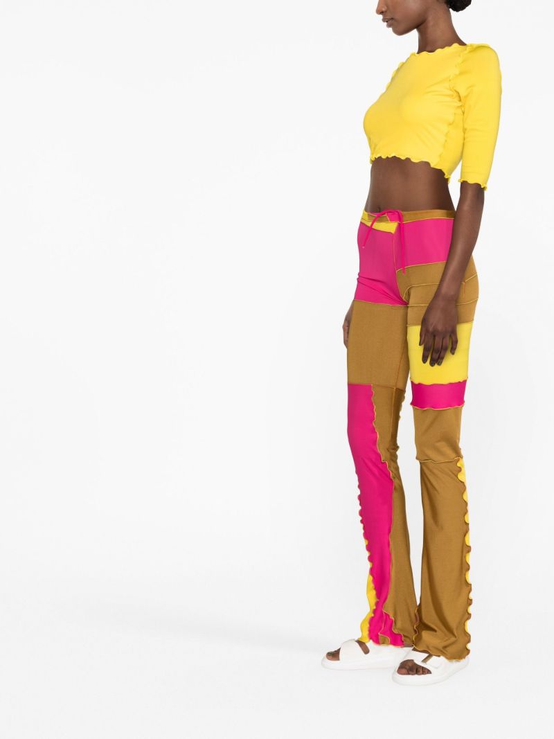 Multicoloured Patchwork Slim-leg Trousers