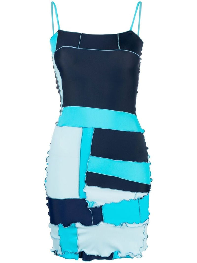 Blue Patchwork Tank Dress