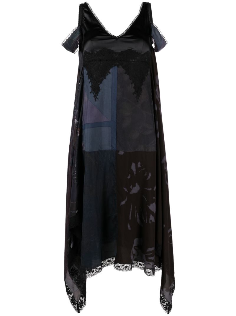 Black Printed Silk Dress