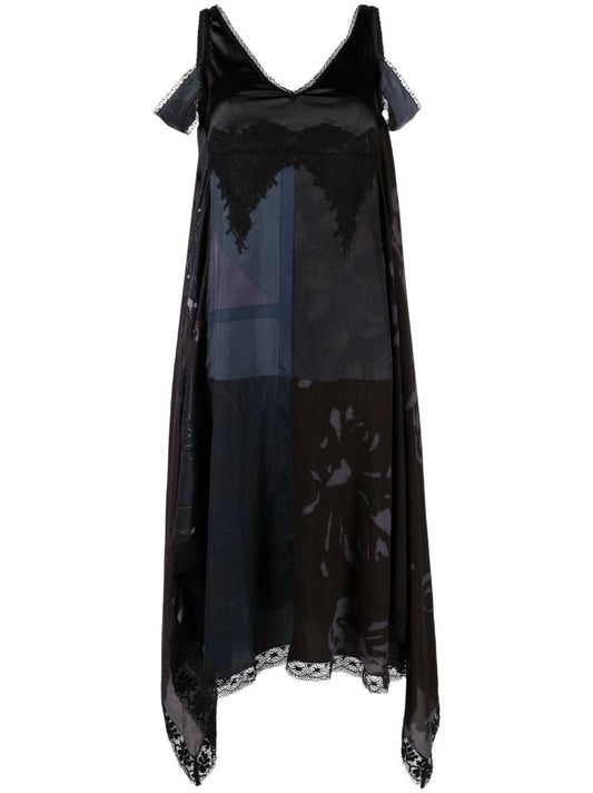 Black Printed Silk Dress