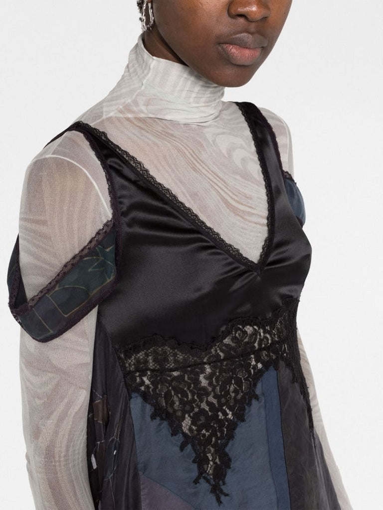 Black Printed Silk Dress