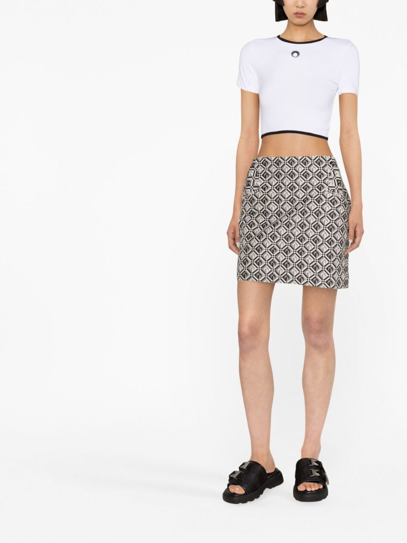 White Crescent Moon Cotton Crop Top