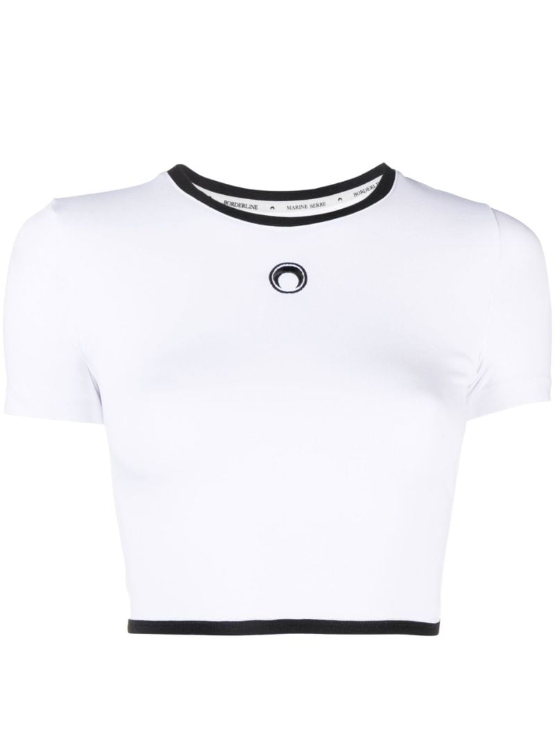 White Crescent Moon Cotton Crop Top