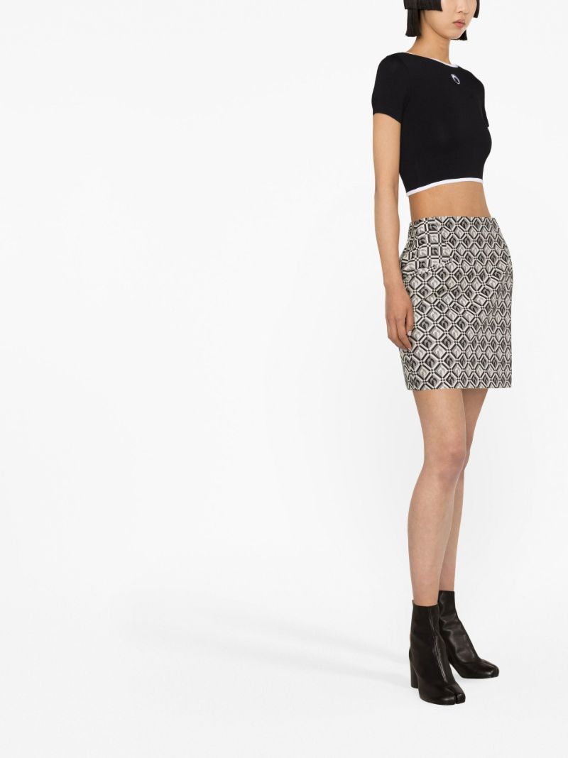 Black Crescent Moon Cotton Crop Top