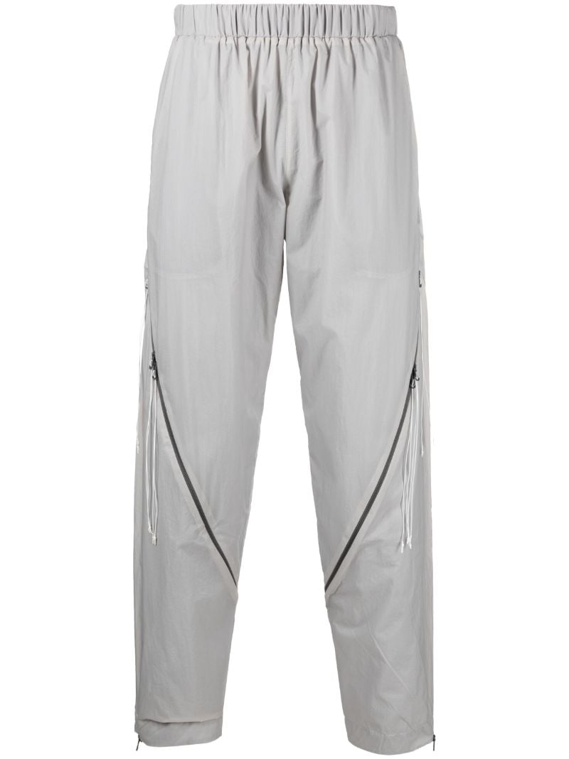 Grey Zip-detail Straight-leg Trousers