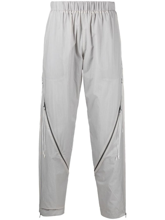 Grey Zip-detail Straight-leg Trousers