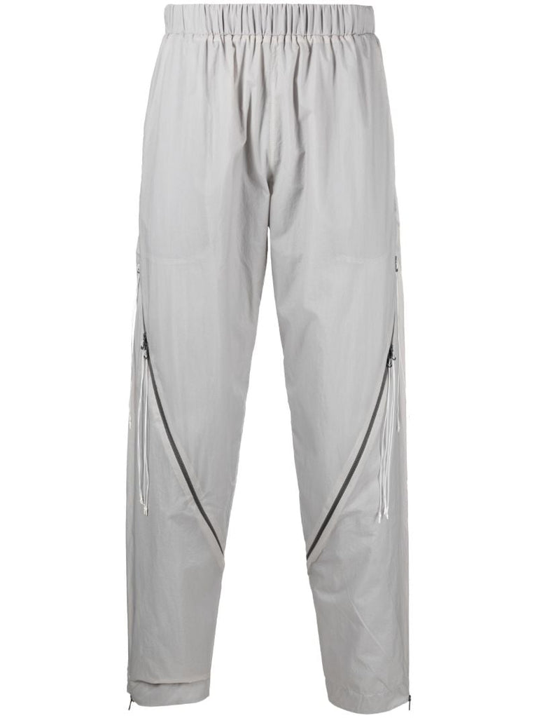 Grey Zip-detail Straight-leg Trousers