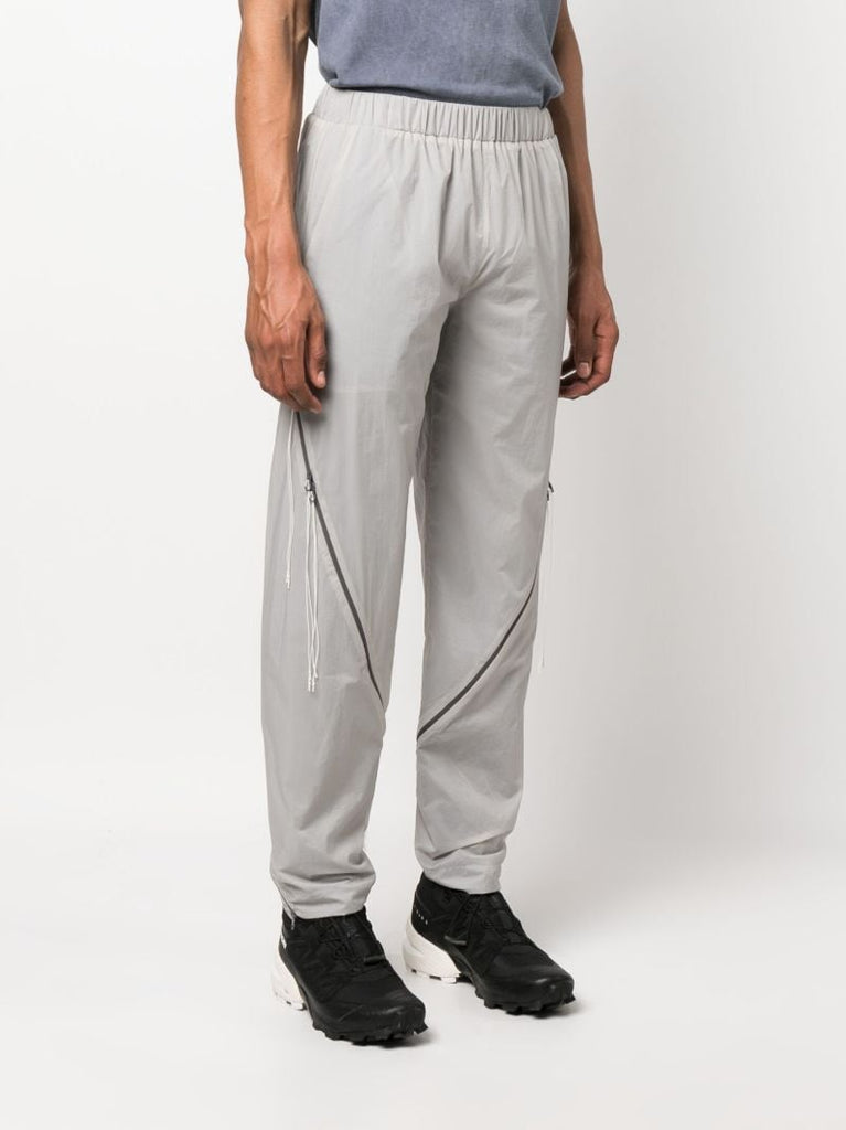 Grey Zip-detail Straight-leg Trousers