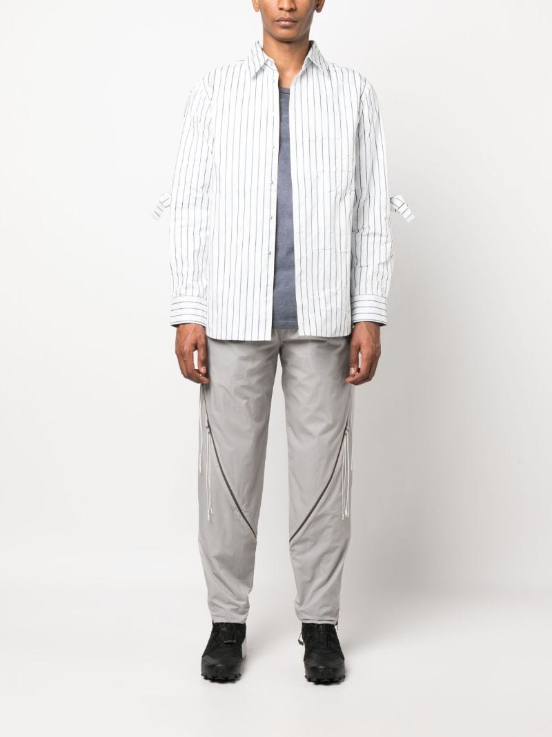Grey Zip-detail Straight-leg Trousers