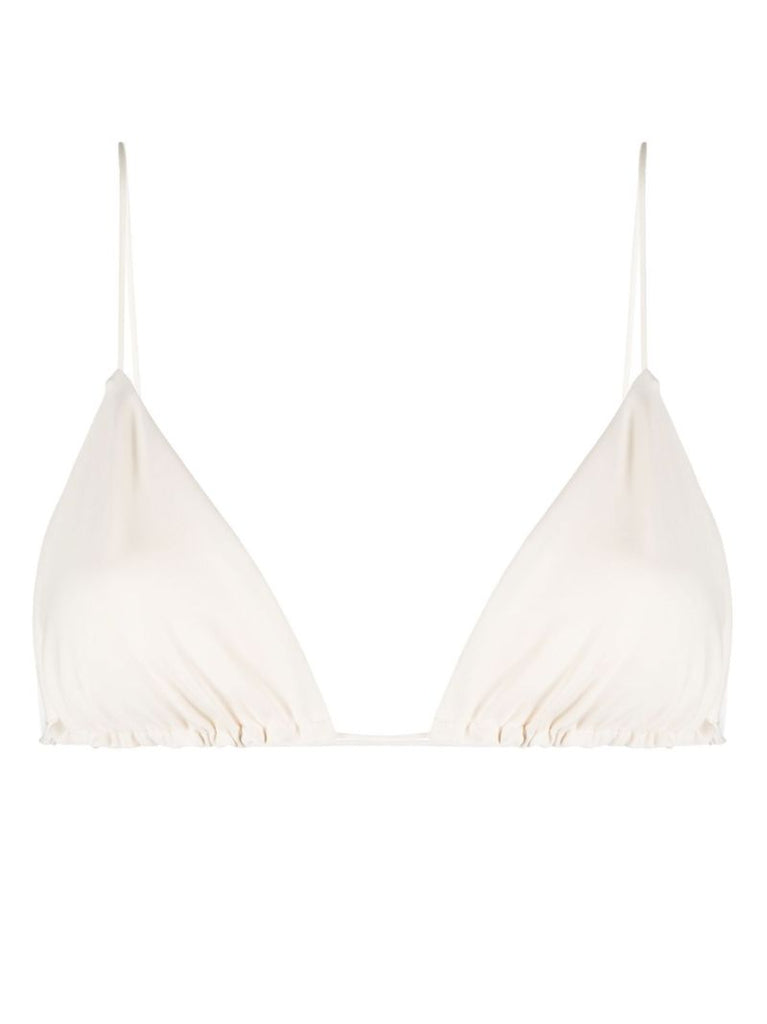X Ziah White Fine Strap Triangle Bikini Top