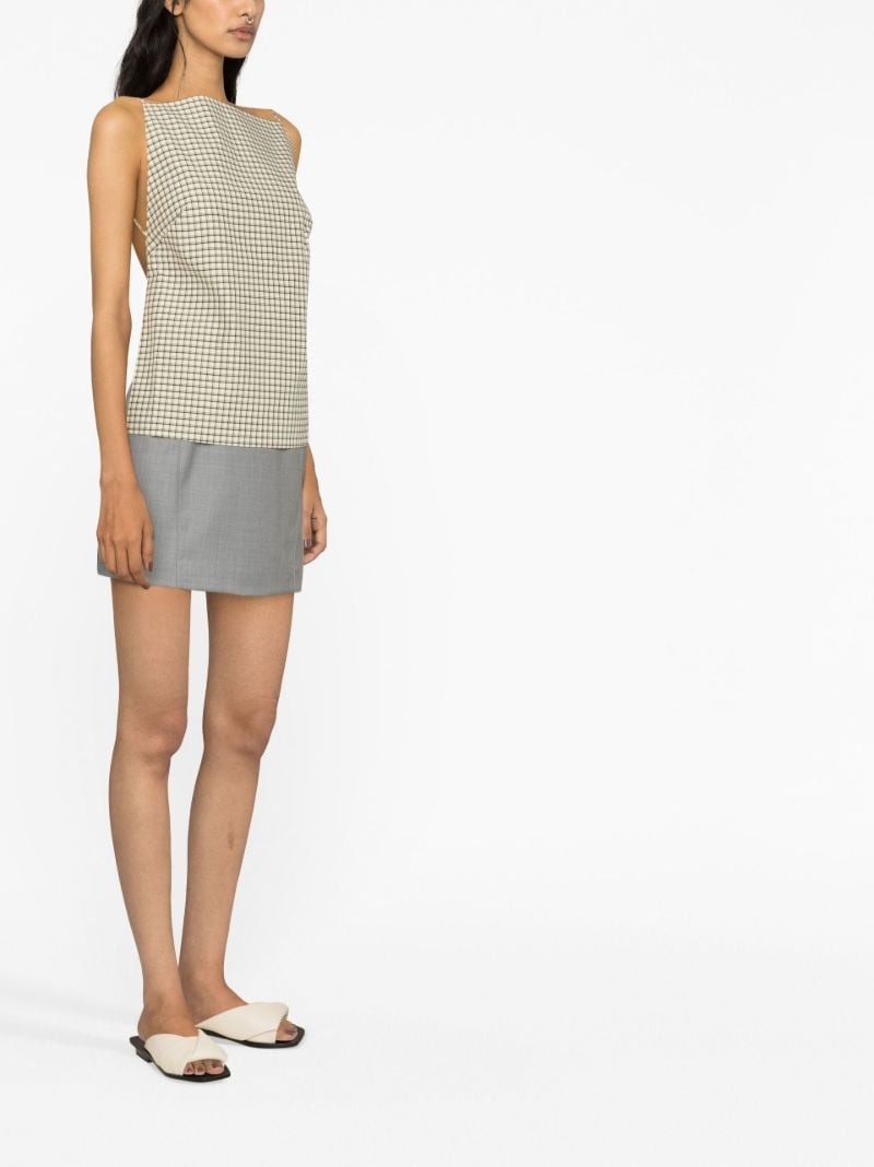 Neutral Checked Open-back Top