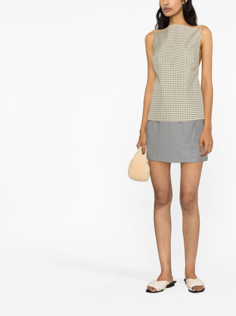 Neutral Checked Open-back Top