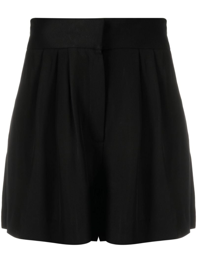 Black High Waist Pleated Shorts