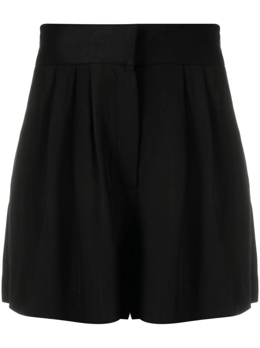 Black High Waist Pleated Shorts