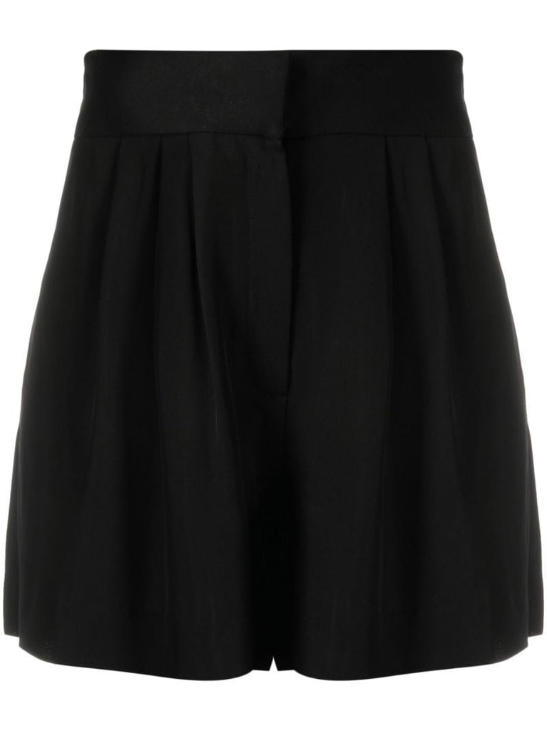 Black High Waist Pleated Shorts