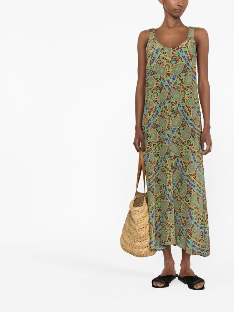 Green Celil Paisley Print Silk Dress
