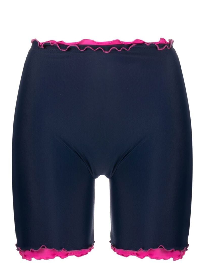 Blue and Pink Ruffle Seamless Shorts