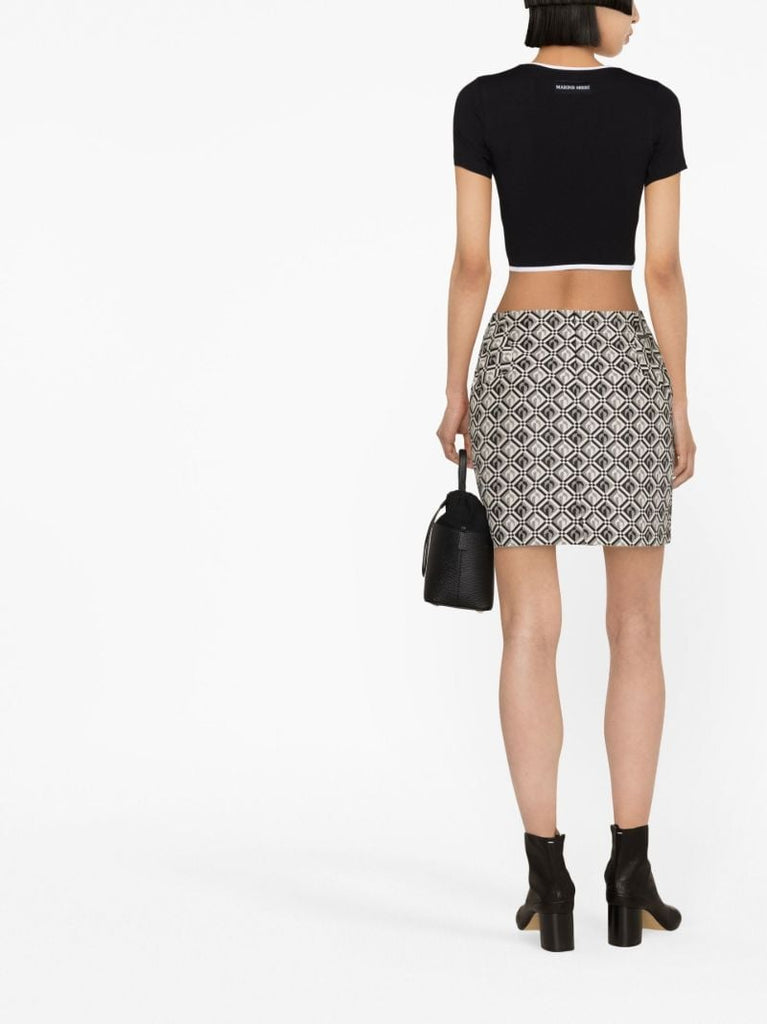Black Moon Diamond Jacquard Mini Skirt