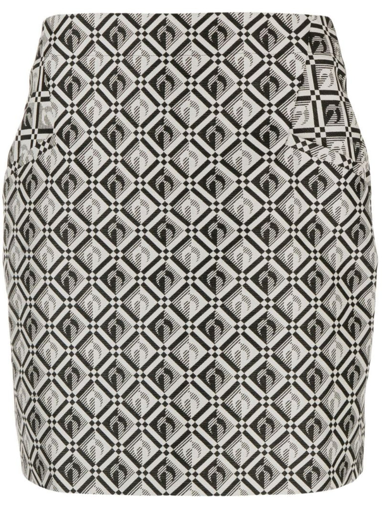 Black Moon Diamond Jacquard Mini Skirt
