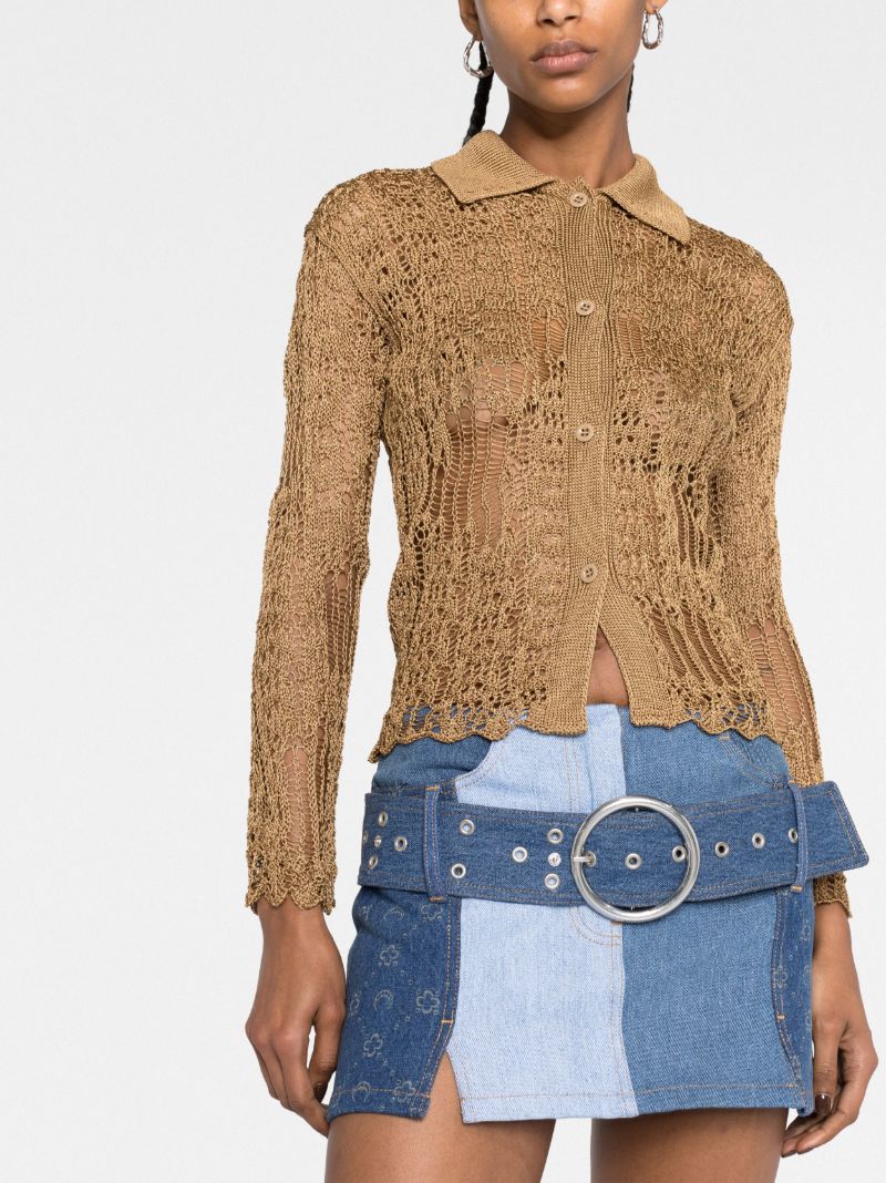 Blue Regenerated Denim Belted Skirt