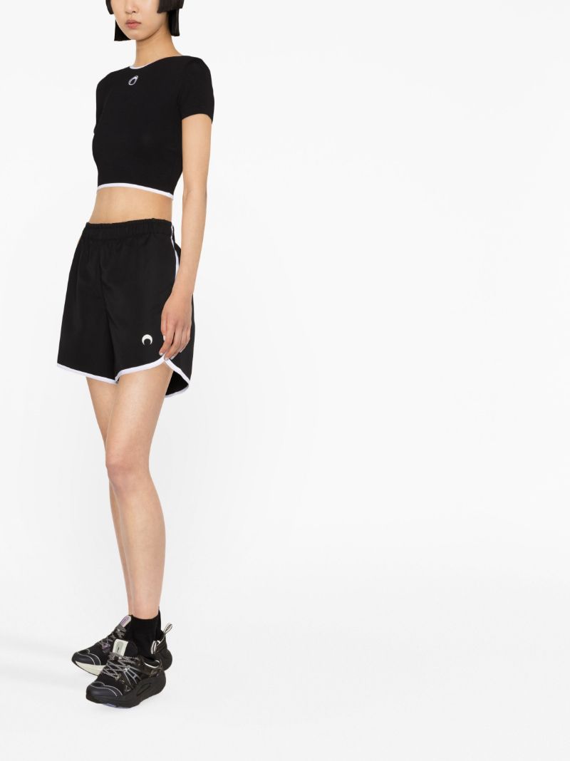 Black Olympic Embroidered Running Shorts