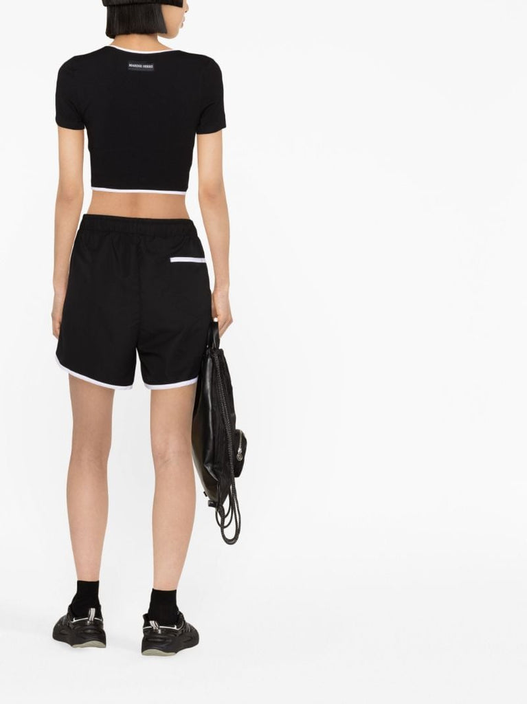 Black Olympic Embroidered Running Shorts