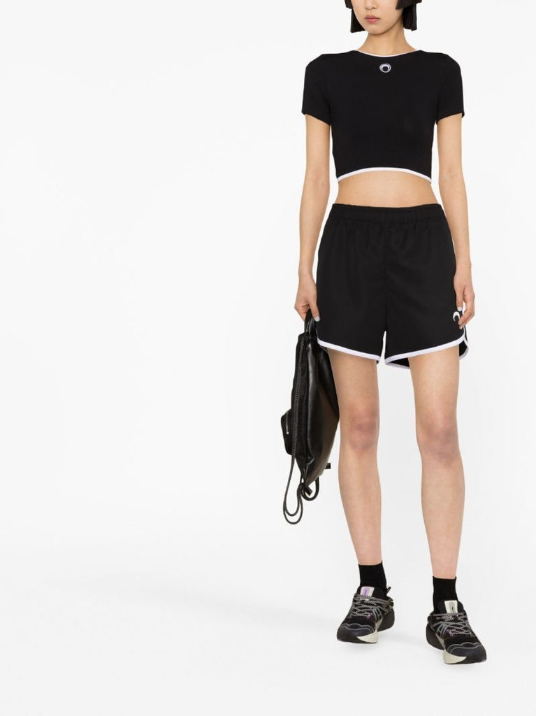Black Olympic Embroidered Running Shorts