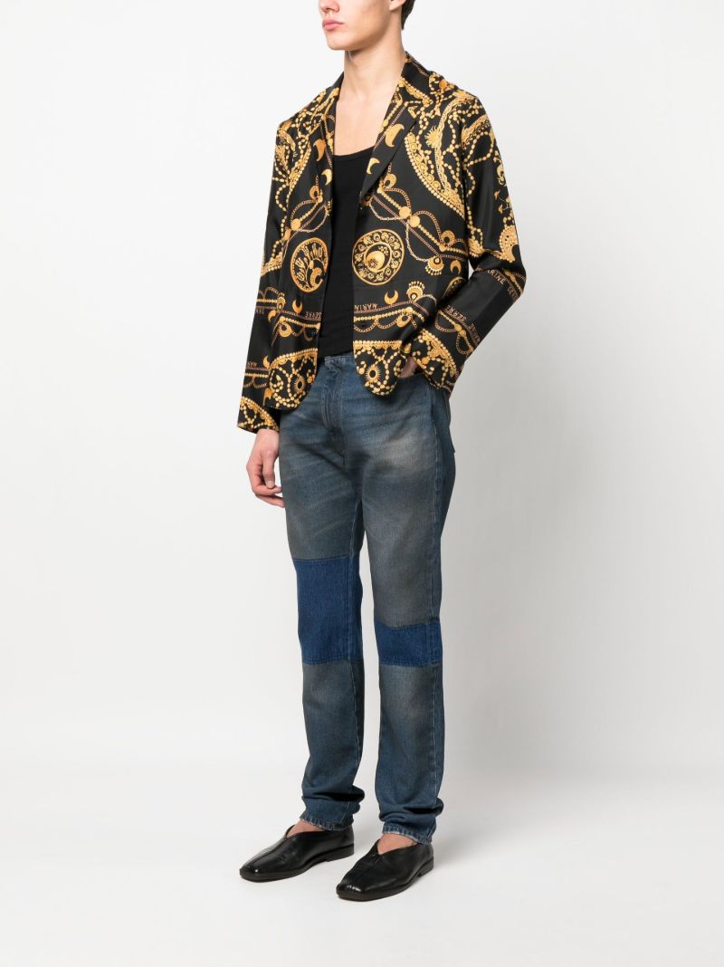 Black Ornament Jewellery Print Silk Shirt