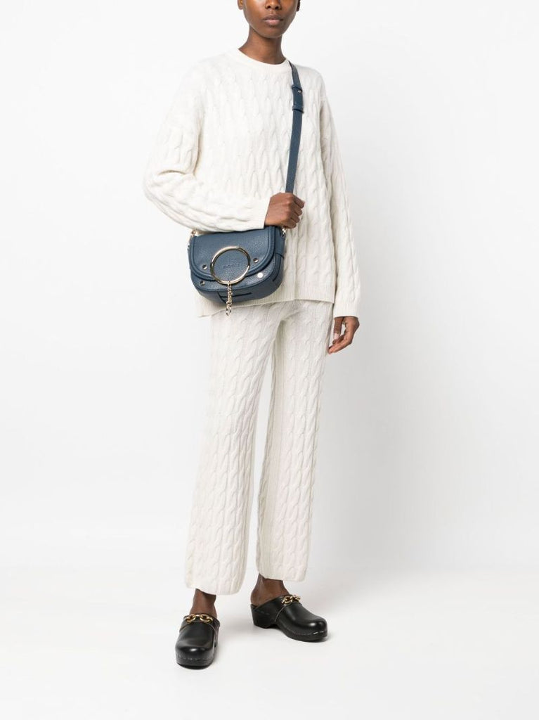 Blue Mara Leather Cross Body Bag