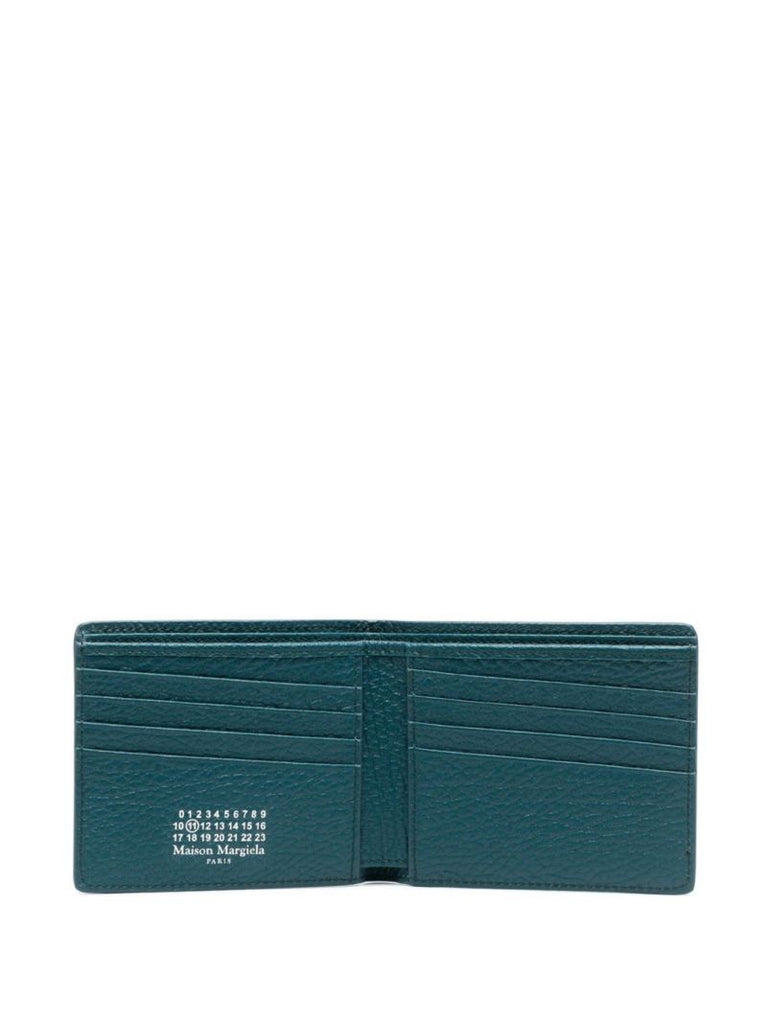 Blue Four-stitch Bifold Leather Card Holder
