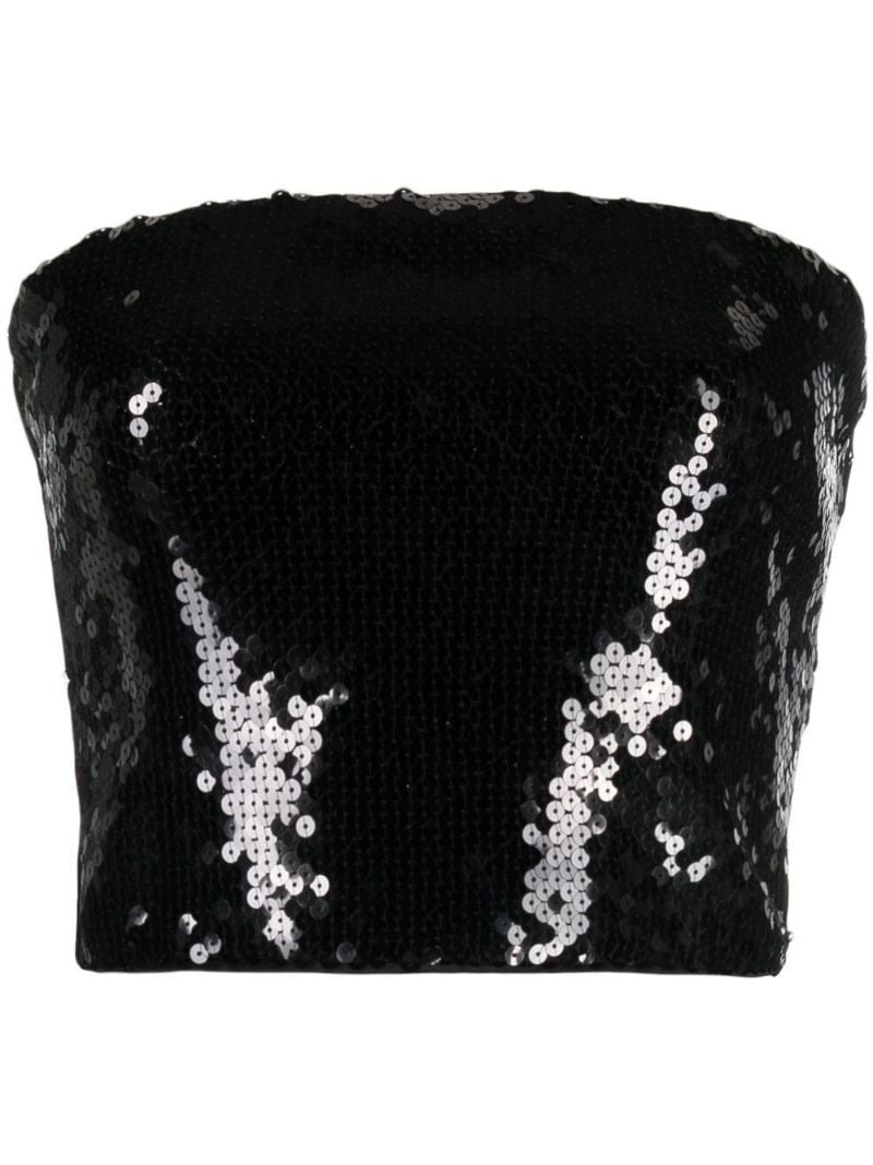 Black Strapless Sequin-embellished Top